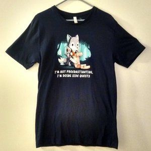 Newer Navy Blue Graphic T-shirt by Tee Turtle (Size:  Adult Unisex Large)